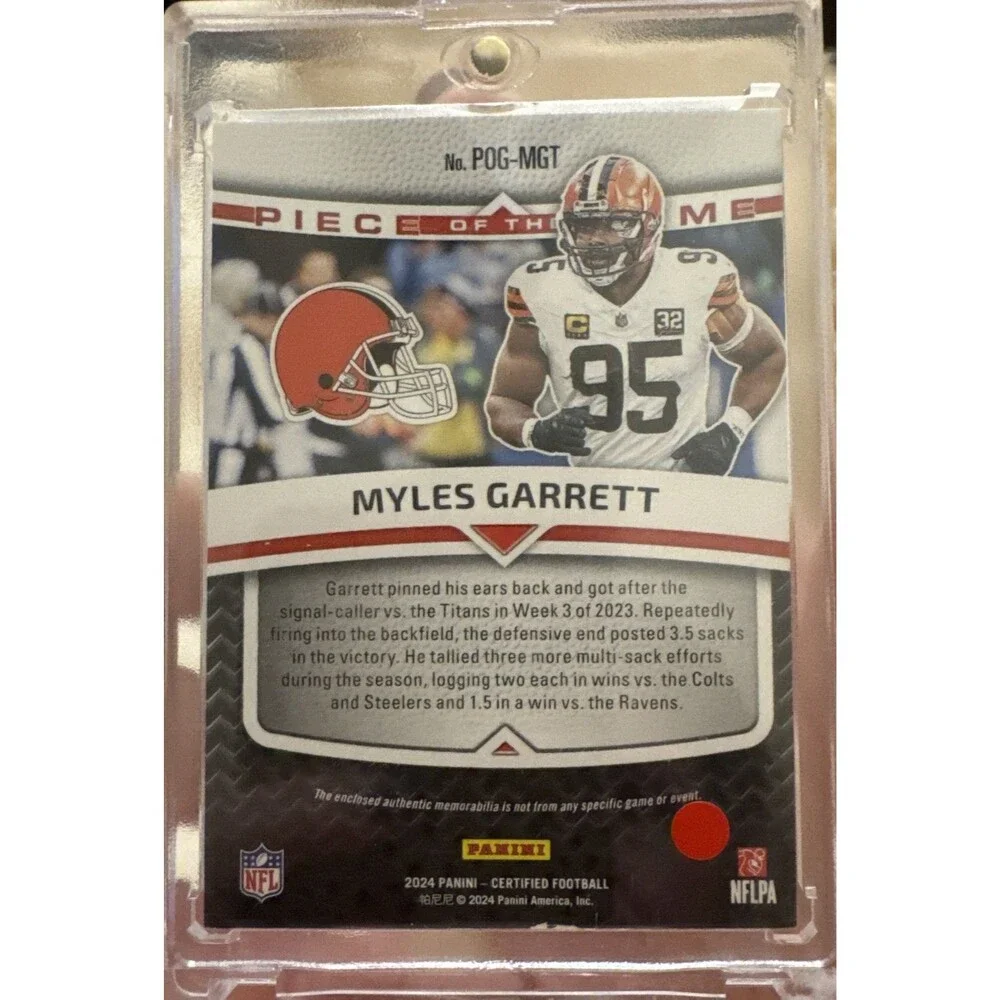 2024 PaniniCertified -Piece of the Game Relics purple MylesGarrett #POG-MGT /10
